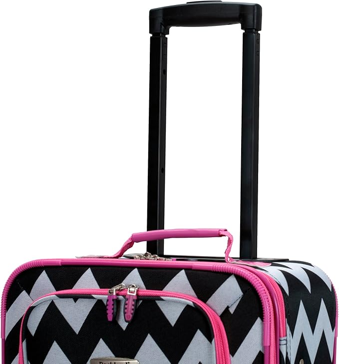 Rockland Fashion Softside Upright Luggage Set, Expandable, Pink Chevron, 2-Piece (14/19)