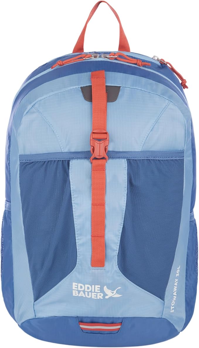 Eddie Bauer Stowaway Packable Backpack | Travel | Outdoor | Lightweight | Foldable | Durable | Ripstop Polyester | 30L - Coast Blue