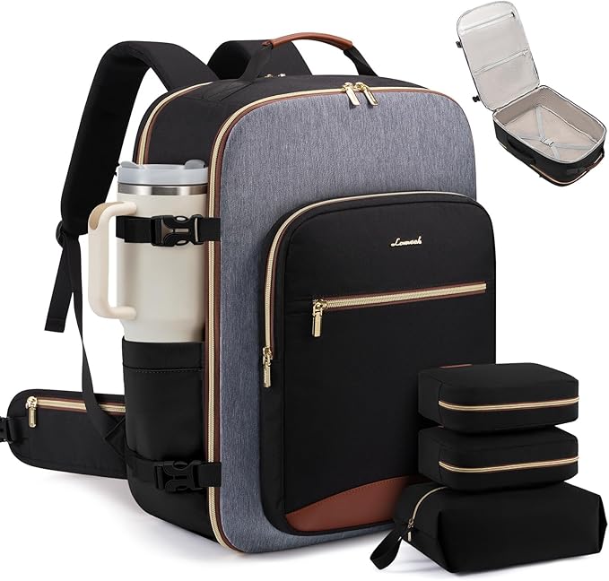 LOVEVOOK 56L Travel Backpack for Women & Men, Airline Approved Carry On Luggage with 3 Packing Cubes, TSA Overnight Bags, Waterproof Personal Item Bag, Weekender Essentials Backpacks fits 17" Laptop