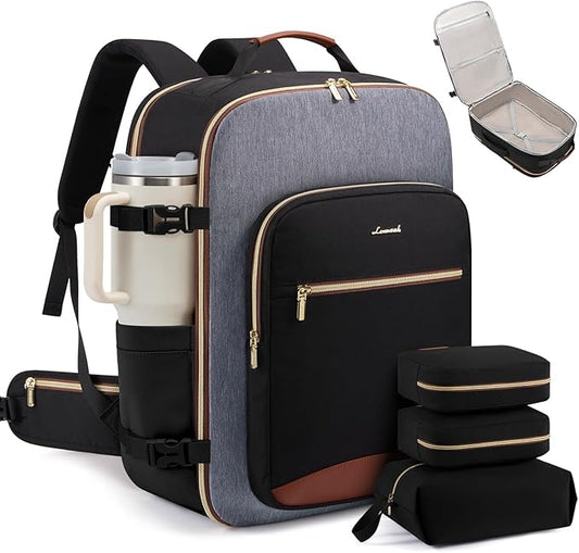 LOVEVOOK 56L Travel Backpack for Women & Men, Airline Approved Carry On Luggage with 3 Packing Cubes, TSA Overnight Bags, Waterproof Personal Item Bag, Weekender Essentials Backpacks fits 17" Laptop