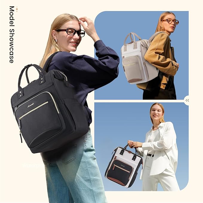 LOVEVOOK Laptop Backpack for Women Work Bag with Large Capacity Cup Side Pocket, 15.6 Inch Waterproof Computer Backpacks Purse, College Bookbag for School, Business, Teacher, Travel