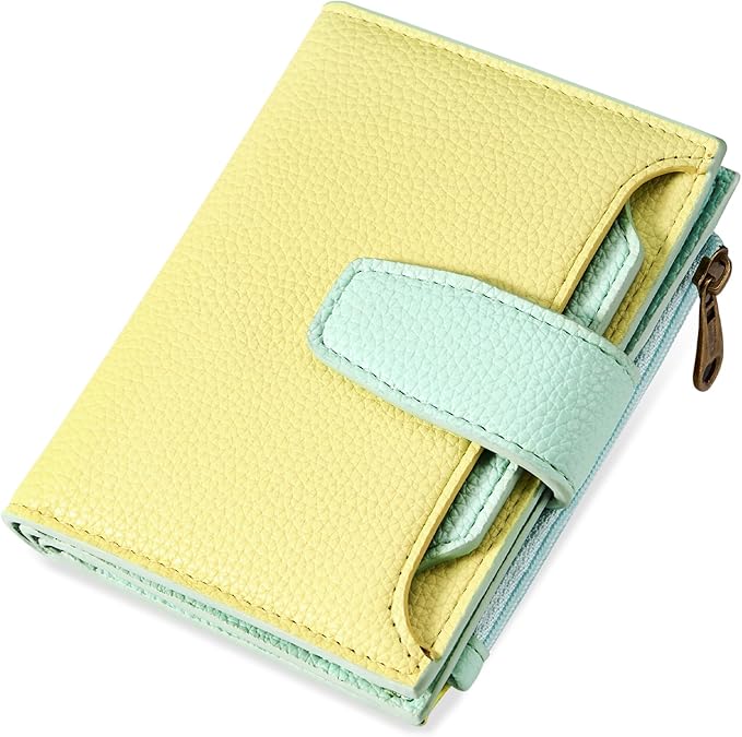 Airkit Small Wallet Women RFID Blocking Soft Leather Bifold Compact Card Holder Wallet for Women with Zipper Coin Pocket 4 ID Window