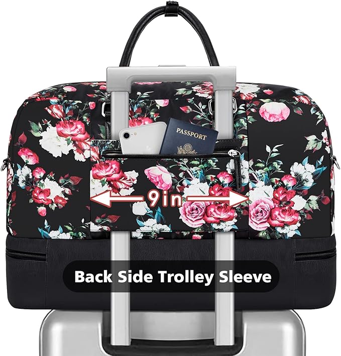 Weekender Bag for Women, Large Overnight Bag Canvas Travel Duffel Bag Carry On Tote with Shoe Compartment 21" 3Pcs Set
