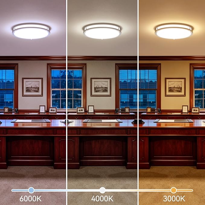 LED Ceiling Light with Remote 10 Inch Flush Mount Ceiling Light Fixture, 18W 3000K-6000K Adjustable Color Temperature, Dimmable Lighting Fixtures for Kitchen Bedroom. Hardwired