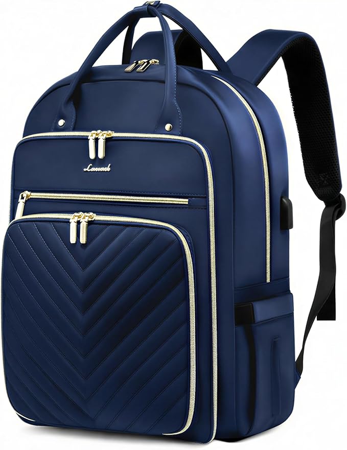LOVEVOOK 17.3 Inch Laptop Backpack for Women,Fashion Work Backpack Purse for Women Men,Waterproof Travel Work Backpacks Purse for Teacher Nurse, Navy Blue.
