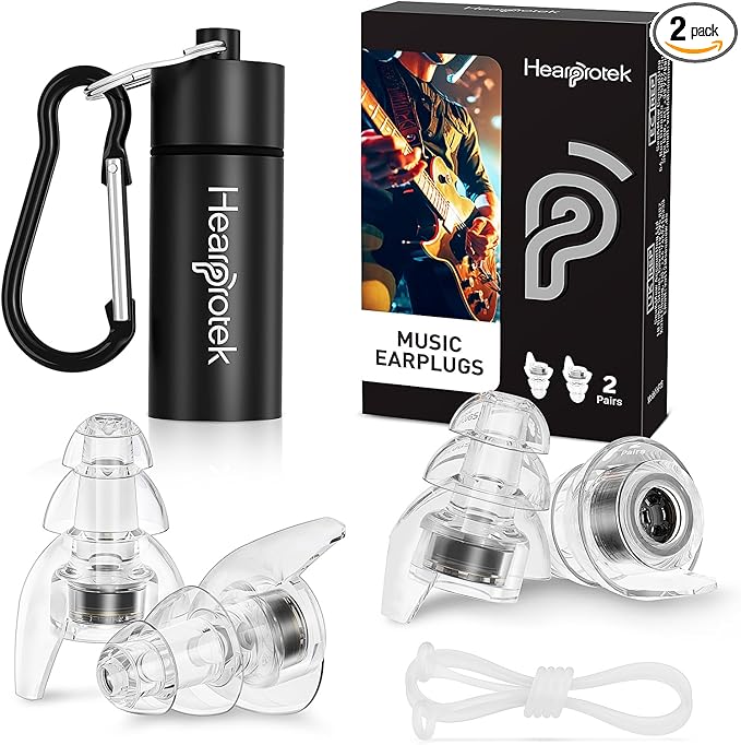 Hearprotek Concert Ear Plugs, 2Pairs Reusable high Fidelity Musician Ear Plugs for Concerts Loud Music-Noise Reduction Ear Protection earplugs for Rave,Festival,Music,Tinnitus Relief