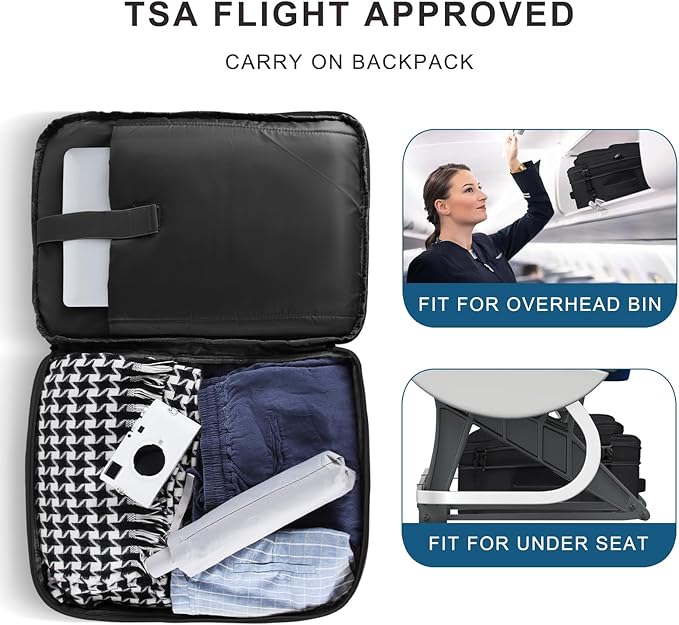 Travel Backpack for Women, 52L Carry On Backpack, Extra Large Expandable Travel Bag, 18.4 Inch TSA Flight Approved Luggage Business Daypack with USB, Teacher Traveling Rucksack, Black