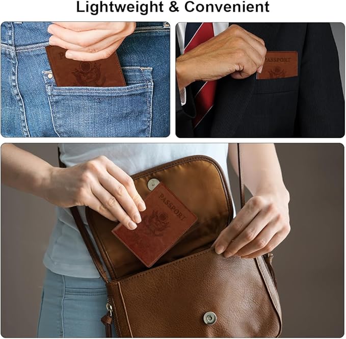 Passport Holder Women, Passport Holder, Passport Wallet Travel Must Haves, 1 Pack Passport Holder for Men, Passport Cover, Passport Case, Travel Passport Cover for Travel Essentials, Brown