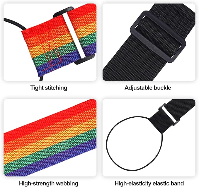 2 PCS Luggage Straps for Suitcase, Luggage Connector Straps,Multi-Functional Adjustable Durable Elastic Straps (Rainbow)