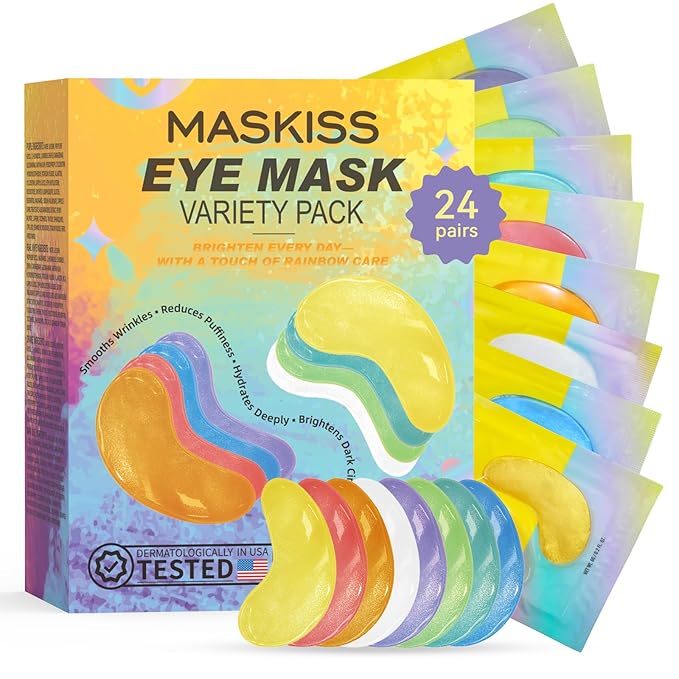 Under Eye Patches Variety Pack (24 Pairs), Easter Gifts for Women, Eye Masks for Dark Circles Puffy Eyes With 8 Colors (3 Pairs/Color), Vegan Skin Care Gifts for Women