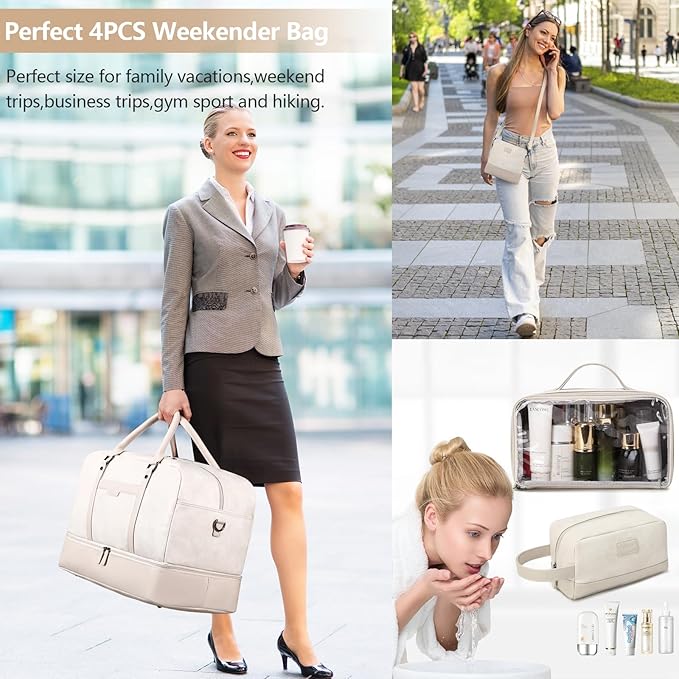 Wogarl Weekender Bag for Women Men Large Overnight Bag Travel Duffel Bag with Shoe Compartment Toiletry Satchel Bag Carry On Bag Fit 21" Laptop