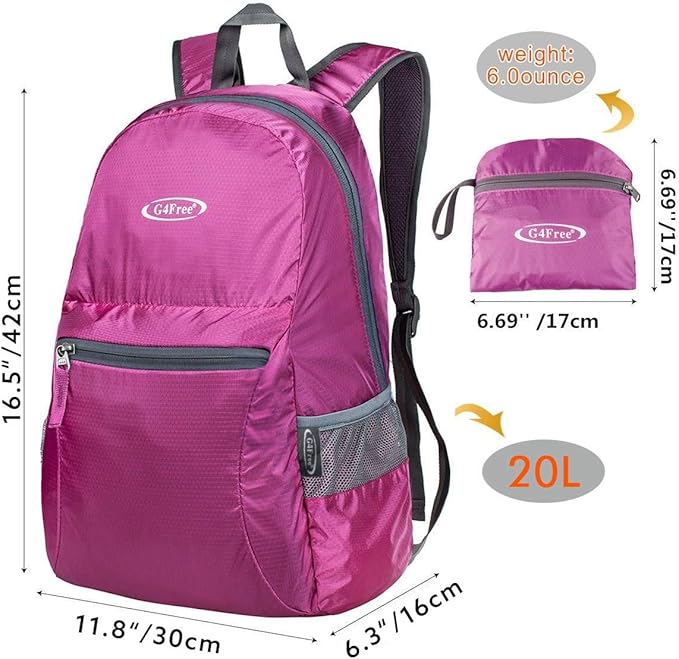 G4Free 20L Lightweight Packable Backpack Travel Hiking Daypack Foldable Backpack for Men Women
