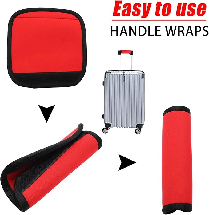 2pcs Red Luggage Handle Wraps for Suitcase- Soft Suitcase Handle Covers for Travel Accessories（ Bright Color for Suitcase Tags Identifiers）