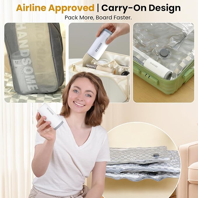 Vacuum Bags for Travel with Rechargeable Digital Display air Pump,18 PCS Combo Travel Size Vacuum Seal Bags for Luggage and Suitcase,Space Saver for Clothes,Home Storage