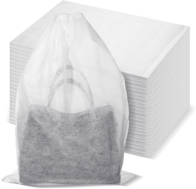 100 15.7" x 23.6" Pcs White Dust Bags for Shoes, Handbags, and Travel Storage, Non-Woven Fabric Shoe Bags, Portable Storage Organizer for Closet, Boots, and Accessories