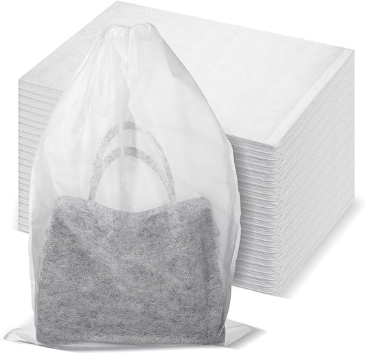 100 15.7" x 23.6" Pcs White Dust Bags for Shoes, Handbags, and Travel Storage, Non-Woven Fabric Shoe Bags, Portable Storage Organizer for Closet, Boots, and Accessories