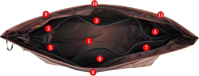 Vercord Handbag Purse Tote Pocketbook Organizer Insert Zipper Closure 11 Pockets 3 Sizes Many Colors