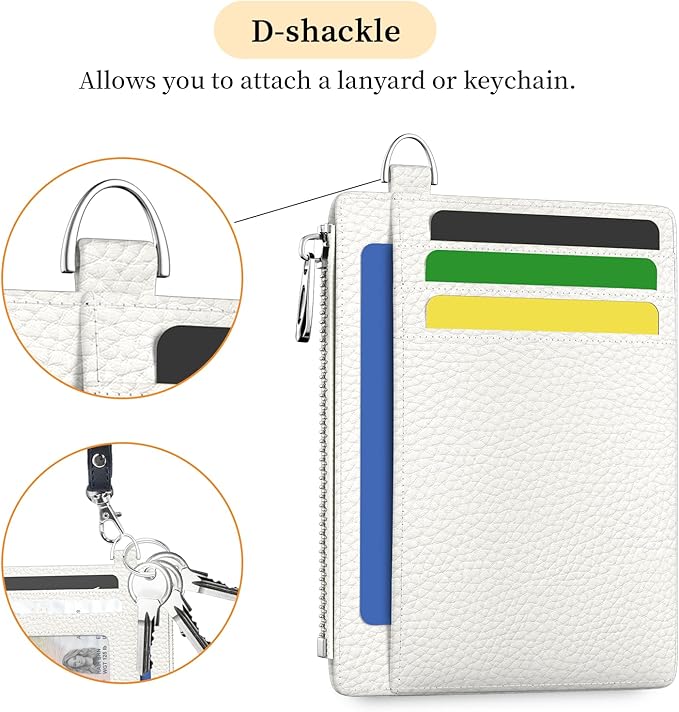 Hancynir Minimalist Small Wallet Women Credit Card Holder, RFID Blocking Slim Mini Card Wallets Cute Front Pocket PU Leather Card Case Thin Travel Zipper Coin Cash for Ladies Men Wallet Gifts White