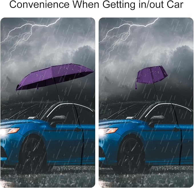 TradMall Travel Umbrella, 42/45 Inches Double Vented Canopy Windproof Automatic Strong Compact Folding Umbrellas for Rain Women and Men