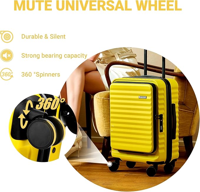 3 piece Luggage Set Expandable Suitcase 22x14x9 Airline Approved Carry on, Front Opening ABS Hard Case Suitcases with Spinner Wheels, TSA Lock