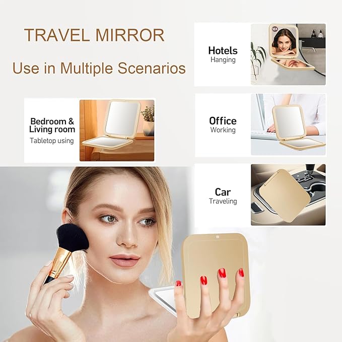 CYHTSHFZ Small Compact Mirror for Purse,5X/1X Travel Magnifying Mirror for Women, Makeup Mirror for Girls, Portable Ultra Slim Pocket Mirror
