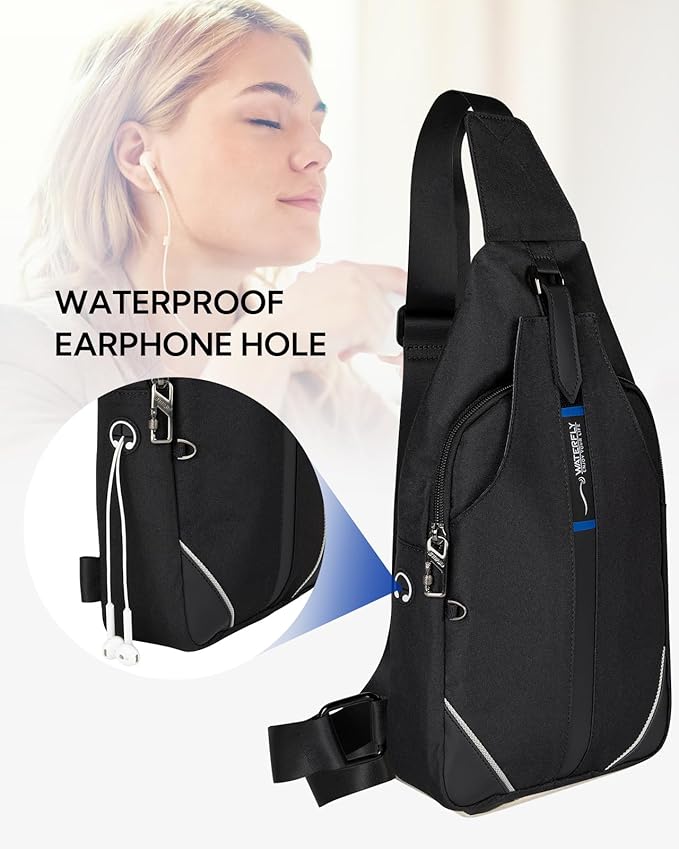 WATERFLY Medium Crossbody Sling Backpack Anti Theft Backpack for Traveling Chest Shoulder Bag
