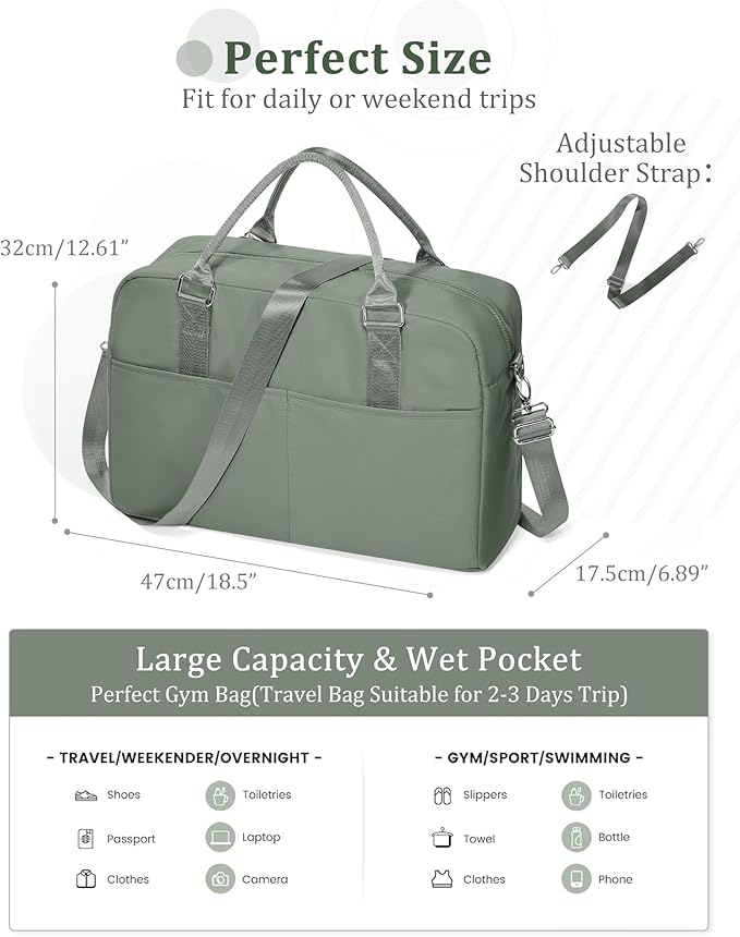 Gym Bag Womens,Travel Duffel Carry on Bag Sport Tote Bag Weekend Overnight Bag