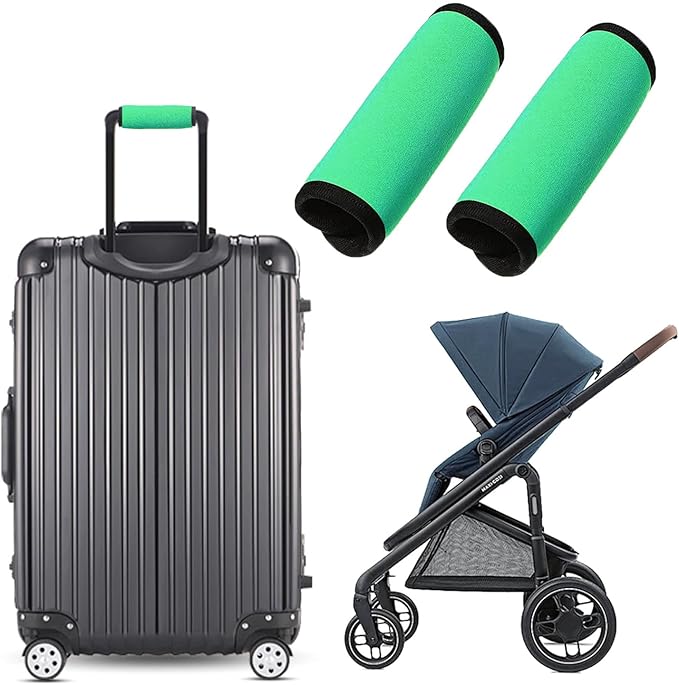 2 Pack Luggage Handle Wraps, Soft Handle Covers for Suitcase, Handle Wrap for Carry On/Bag, Travel Accessories for Luggage (Green)