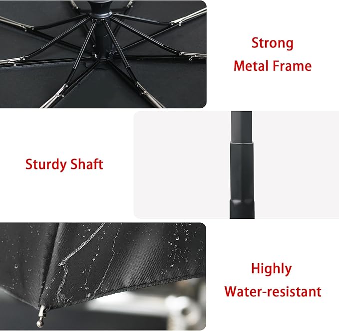 NPCQUN Travel Essentials Umbrella Windproof Compact Collapsible Light, Automatic, Strong and Portable, Wind Resistant Folding Small Umbrella for Rain