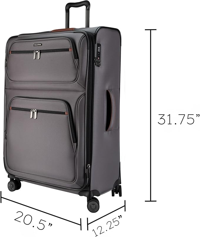 Ricardo Beverly Hills Montecito 3.0 Softside Luggage Collection – Expandable Suitcases with Wheels and TSA Lock, 29" Large Check-In, French Gray