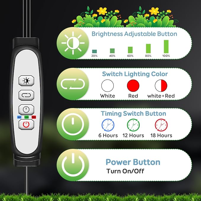 SDOVUERC Tri-Heads Grow Lights for Indoor Plants, Full Spectrum Plant Lights for Indoor Growing with Adjustable 360° Gooseneck, 6/12/18H Timer & Dimming for Seedlings(Pack 2)