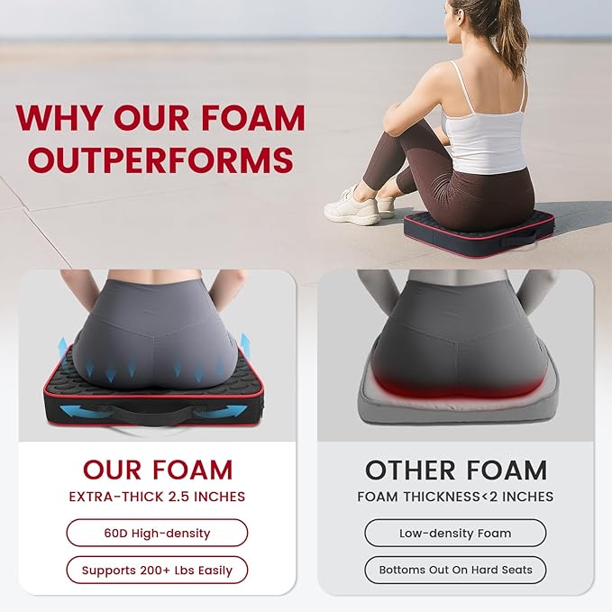 Stadium Seat Cushions - Portable Bleacher Cushions with 2.5" Extra Thick High-Density Foam and Massage Dots, Fashion Outdoor Seat Cushions for Sports Events, Travel, Camping, Chairs - 3 Pack