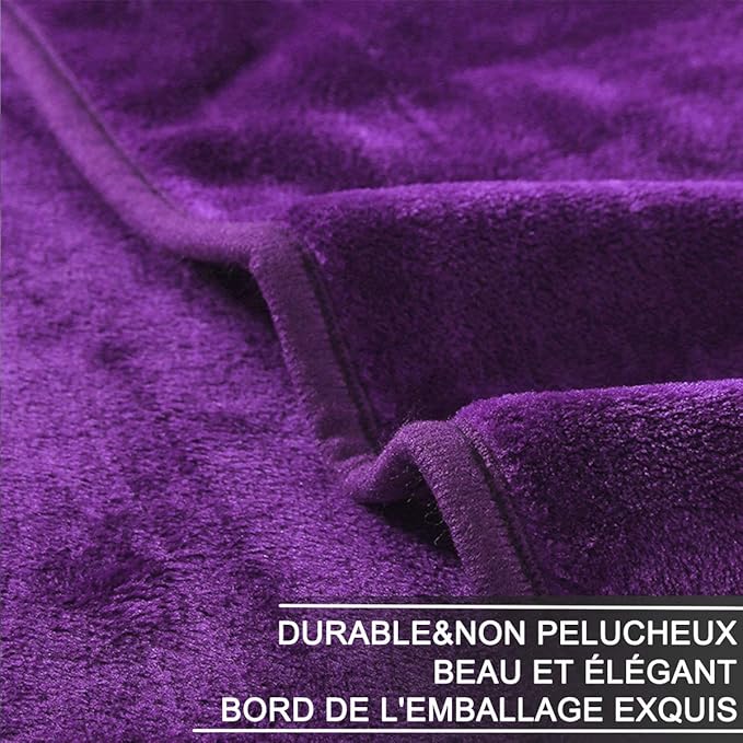 HOZY Soft Blanket Queen Size Fleece Warm Fuzzy Bed Blankets for The Bed Sofa Lightweight 350GSM Purple 90"*90"