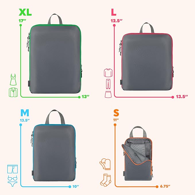 Compression, 4 Set/6 Set Packing Cubes for Carry on Suitcase, Organizer Bags Set