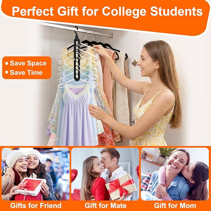 HEYHOUSE Closet Organizers and Storage,College Dorm Room Essentials,Pack of 10 Multifunctional Organizer Magic Space Saving Hangers with 9 Holes Storage Organization for Wardrobe Closet