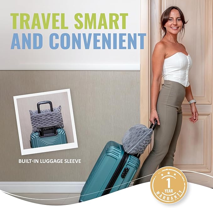 BOACAY Packable Travel Blanket for Airplane, Car - Compact Office Blanket - Portable Pillow for Adults, Kids with Case, Luggage Sleeve, Backpack Clip