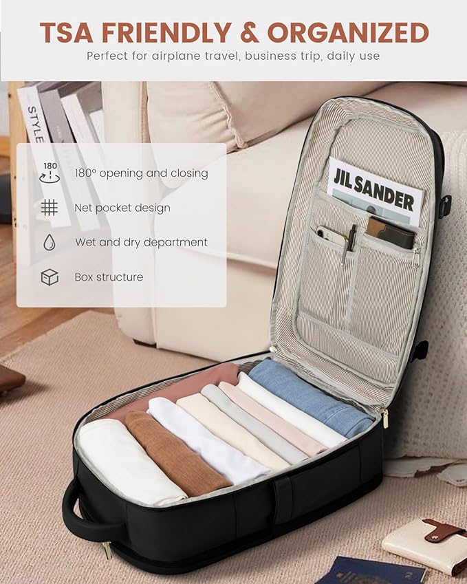 LOVEVOOK Carry On Travel Backpack For Women Flight Approved, 50L Personal Item Backpack Flight Approved, TSA Travel Bag Fit 18 Inch Laptop, Business Weekender Overnight Waterproof Daypack with 3 Cubes