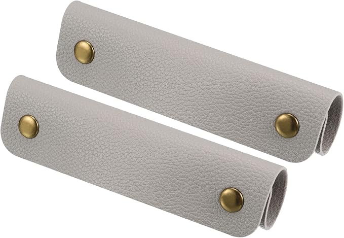PATIKIL Luggage Handle Wrap, 2 Pack PU Handbag Grip Cover Protector Identifier with Clasp for Suitcase Grocery Shopping Bag, Gray