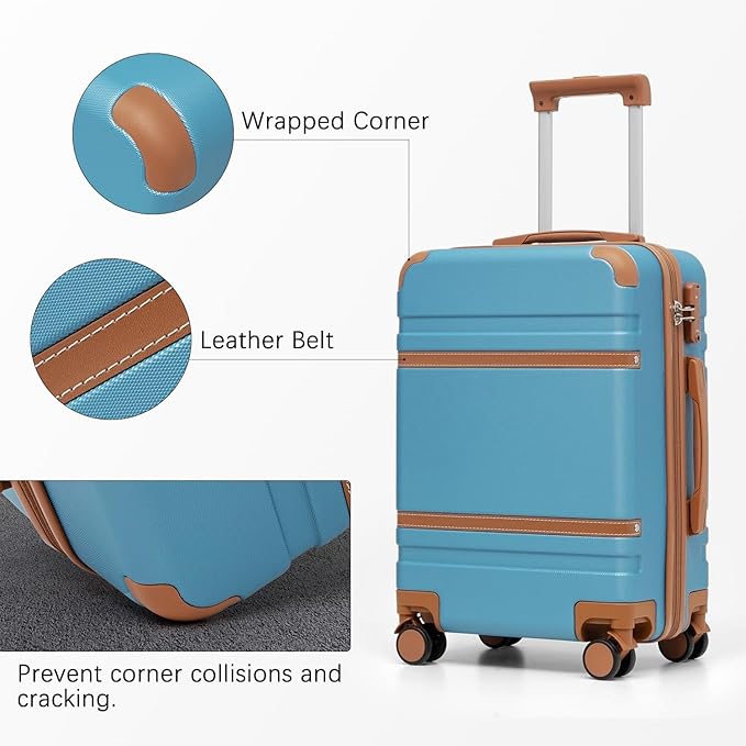 LONG VACATION Luggage Set 6 Piece Suitcase with Spinner Wheels, ABS+PC Hardshell Luggage with TSA Lock & YKK Zipper