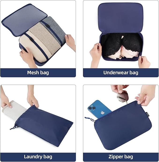 BAGAIL 6 Set/8 Set/10 Set Packing Cubes Various Sizes Packing Organizer for Travel Accessories Luggage Carry On Suitcase