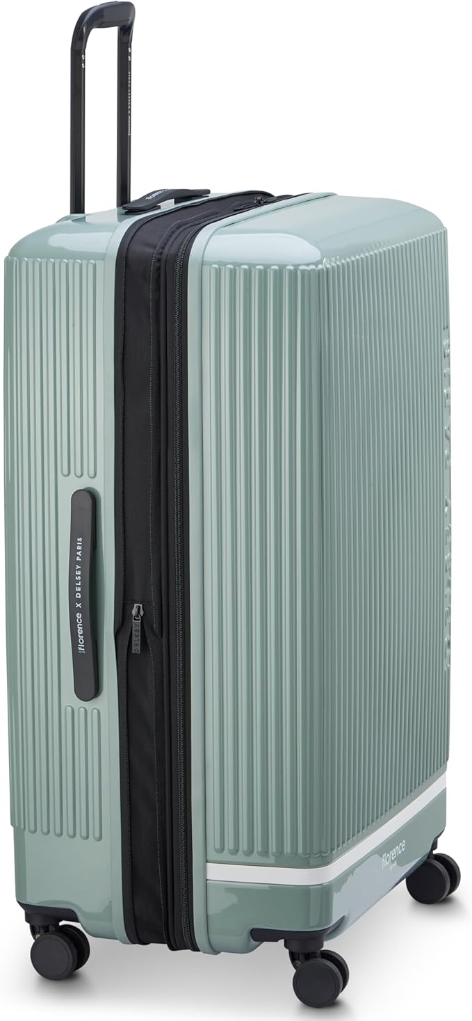florence by mills Spin Me Away Hardside Expandable Luggage with Spinner Wheels, Sage Green, Checked-Large 29 Inch