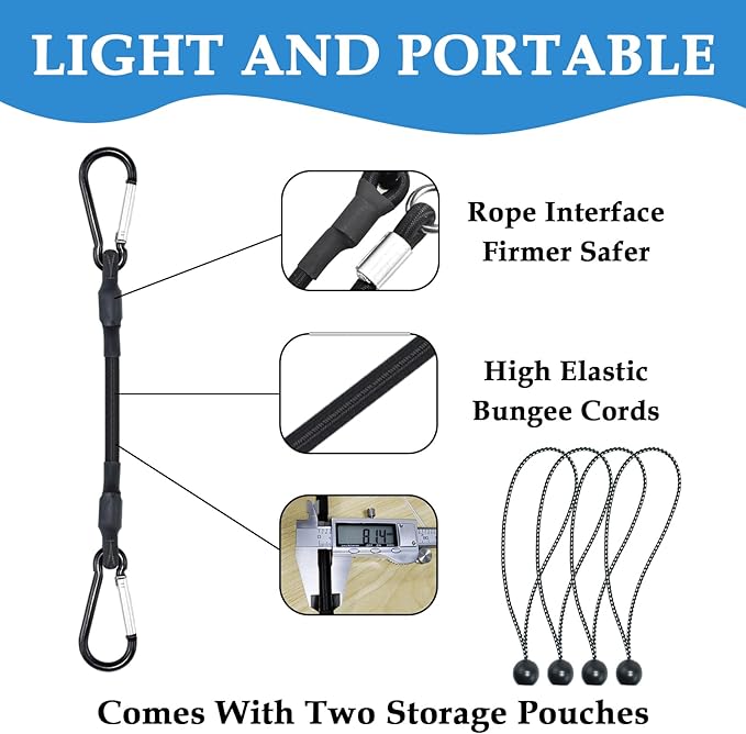 SDTC Tech 12" 18" 24" Mini Short Bungee Cords with Carabiner Hooks and 9 Inches Length Ball Bungee Elastic Tie Downs Straps Assortment Kit for Tent, Bike, Kayak, Luggage, Home Storage