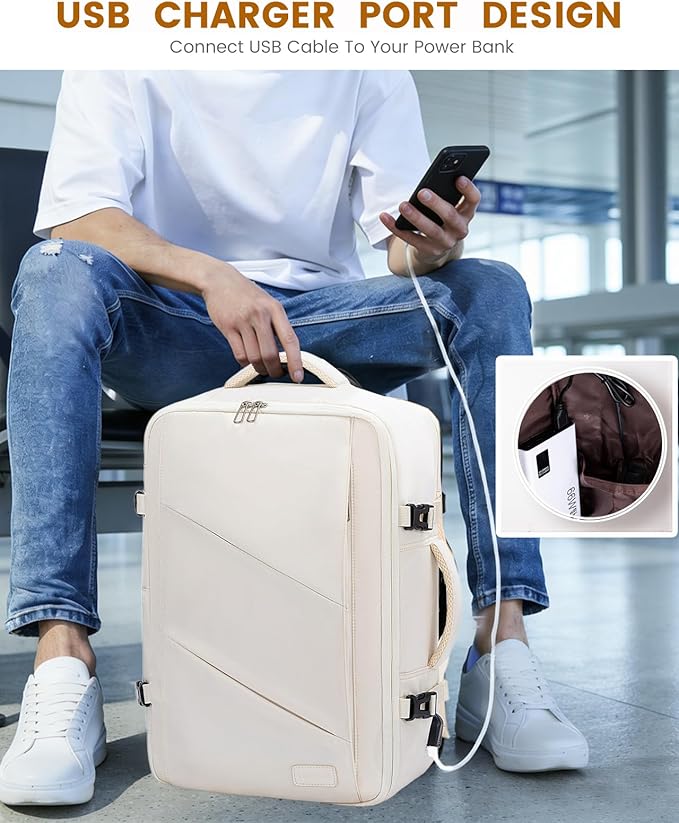 LOVEVOOK Travel Carry on Backpack, Large 40L Personal Item Travel Bag for Men & Women Flight Approved with 3 Packing Cubes, Suitcase Water Resistant Luggage Daypack Business Weekender Bag