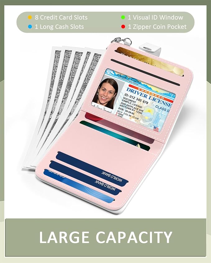 Aiawoxc Womens Wallet, RFID Small Wallets for Women, Slim Compact Credit Card Holder, Cute Leather Bifold Ladies Purse with Zipper Coin Pocket and ID Window, Fine Cat