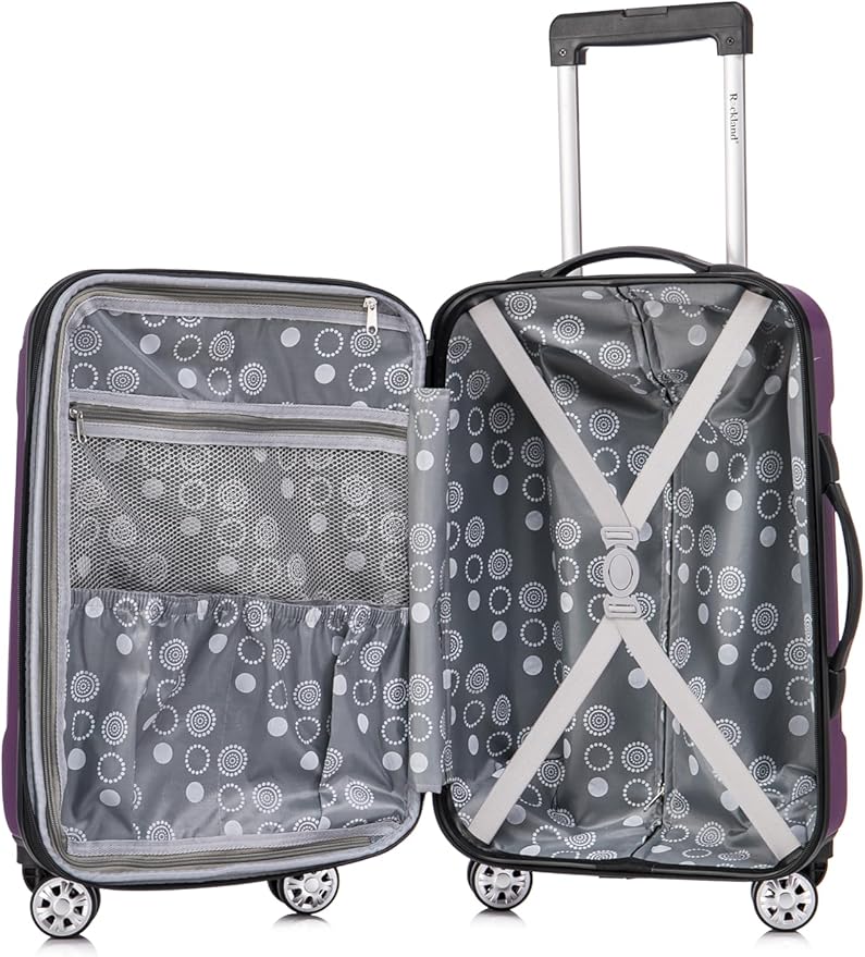 Rockland London Hardside Spinner Wheel Luggage Set, Purple, Carry-On 20-Inch and Tote 14-Inch (F1902-PURPLE)