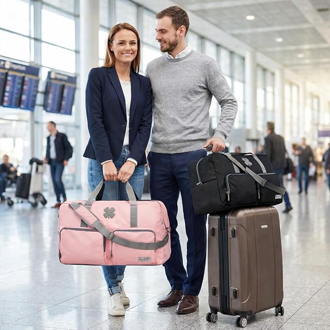 Lucky Travel Duffel Bags 85L, Gym Bag, Travel Bag & Large Duffle Bag for Men, Foldable Overnight Weekender Bags for Women & Men with Adjustable Shoulder Strap, Bridal Rose