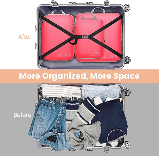 Cambond Compression Packing Cubes for Travel - Lightweight Expandable Travel Bags Luggage Organizers Travel Essentials Compression Cubes for Travel Space Saver for Carry on Suitcases Organizer