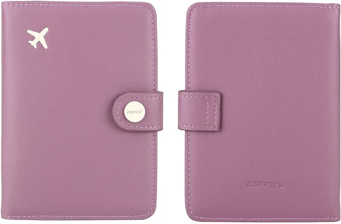 ZOPPEN Passport Holder Women, Passport Cover Travel Wallet Rfid Blocking Passport Wallet Cover Case Travel Essentials Document Organizer, Elegant Purple
