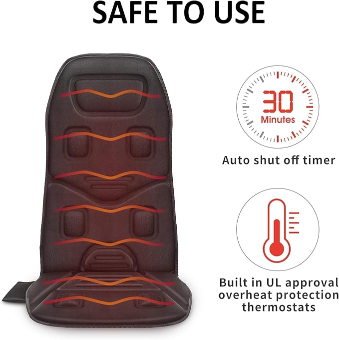 COMFIER Vibration Back Massager Seat Cushion with Heat,10 Motors Massage Chair Pad,Chair Massager for Pain Relief at Office/Home,Mothers Day Gifts for Mom Dad