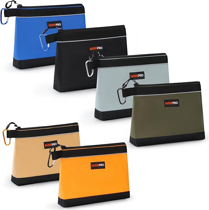 Zipper Tool Pouches, Multi-Purpose Utility Tool Bags Organizer for Small Hand Tools, Screws, Nails, Hardware, Pliers & Wrenches, Storage Pouch Set for Electricians, Plumbers, HVAC & Mechanics